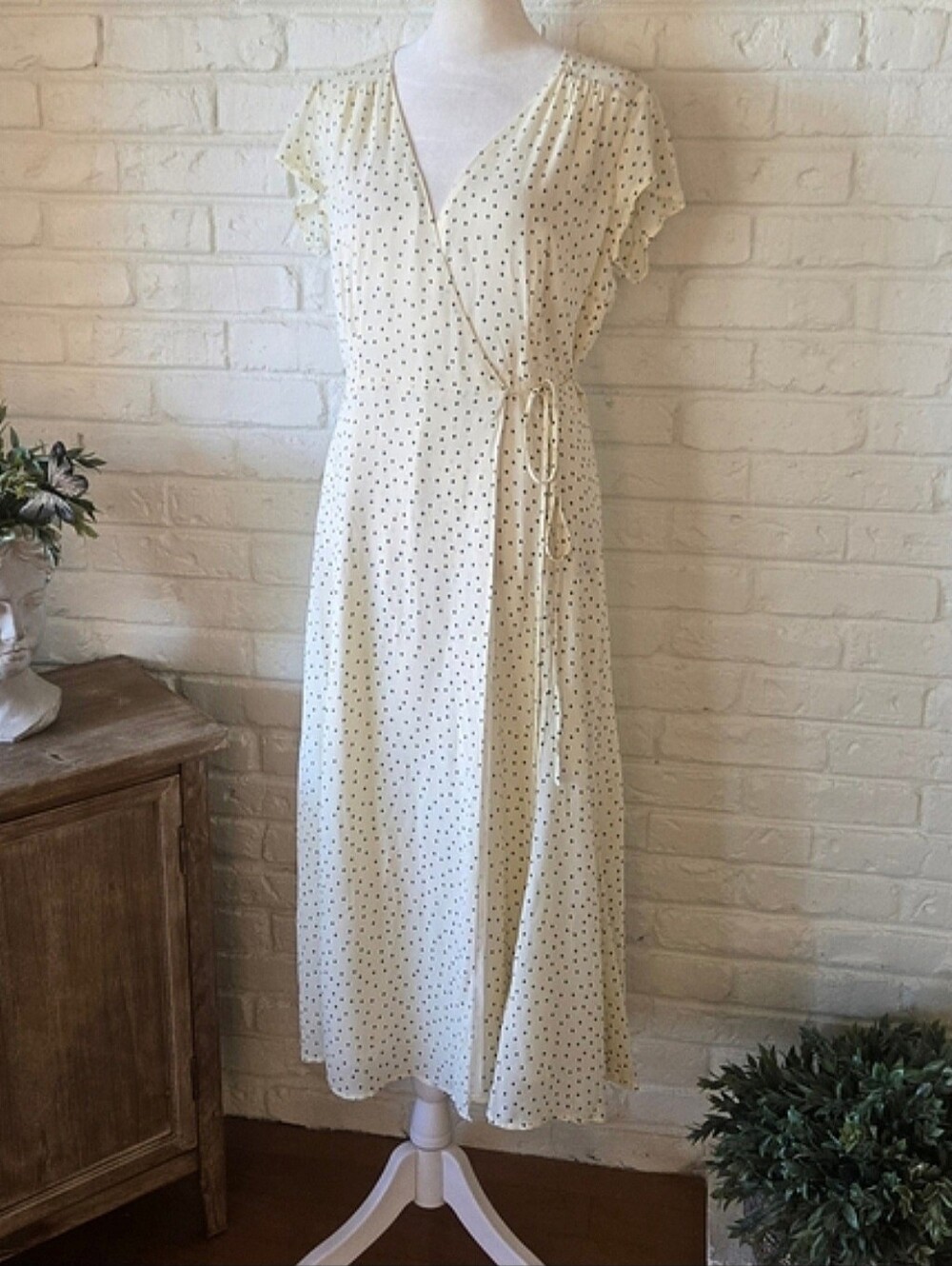 Reformation Carina Dress, Polka Dot, True Wrap, M
